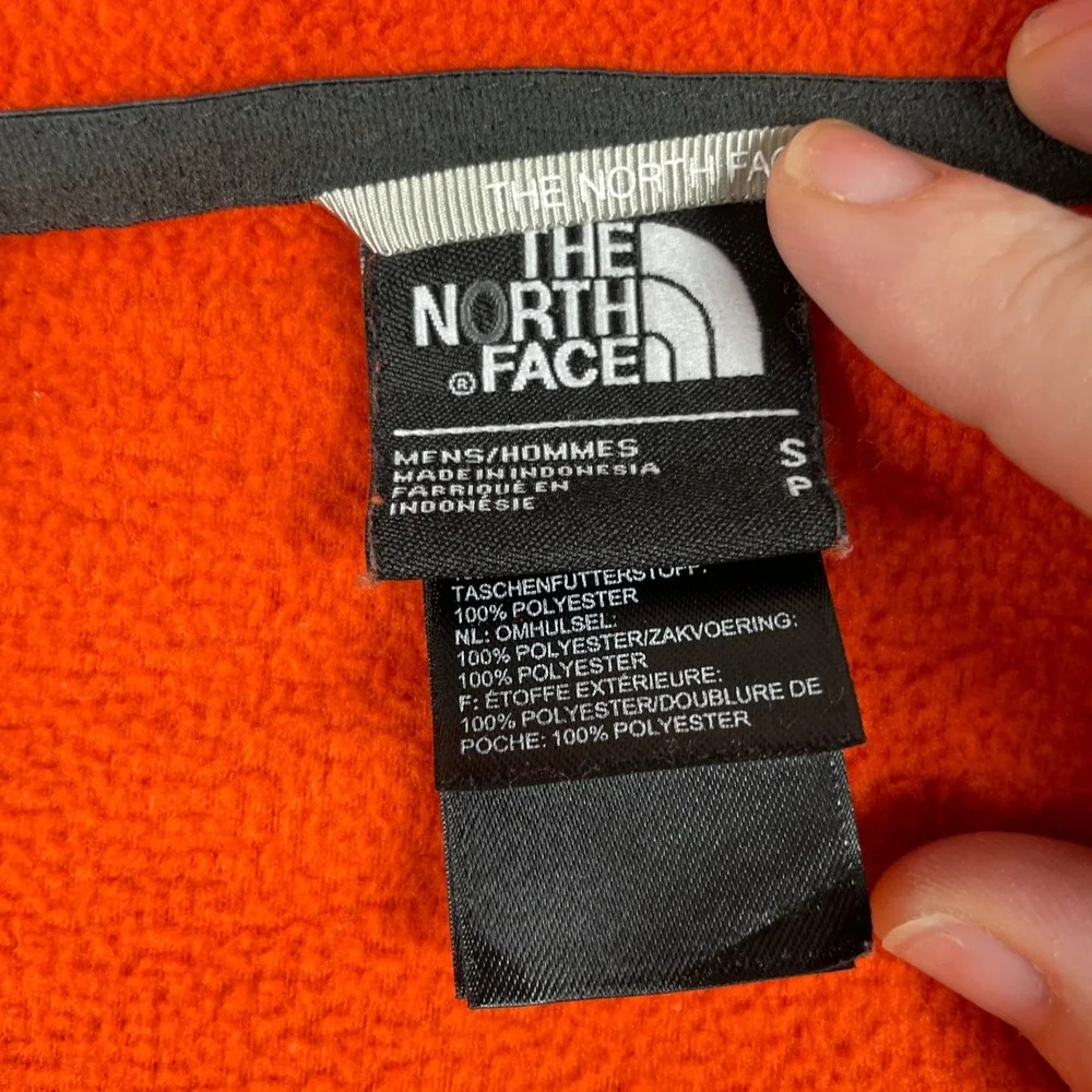 The North Face Fleece Jacket Mens S Orange Full Zip Lightweight Mock Neck